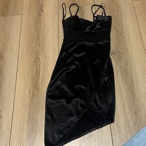 Windsor Black Asymmetrical Satin Dress